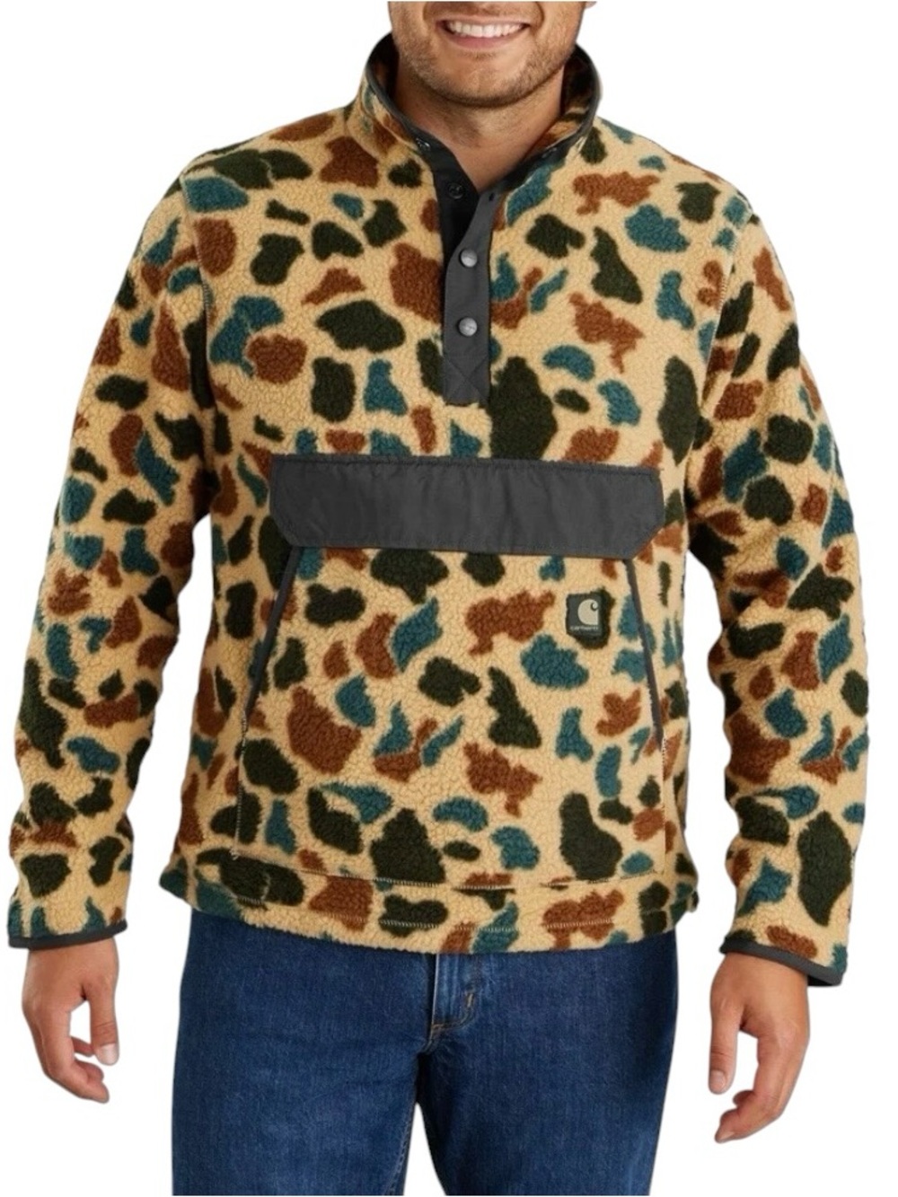 Carhartt 1972 Duck Camp Fleece Pullover Snap Jacket 2XL Tall Relaxed Fit